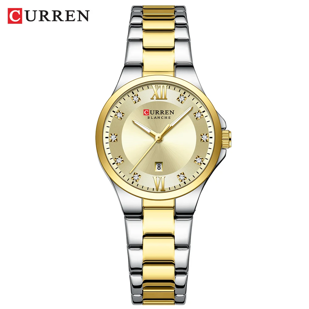 CURREN frauen Luxus Marke Uhren Einfache Quarz Auto Datum Armbanduhr Weibliche Wasserdichte Uhr Leucht Hände 9107 5