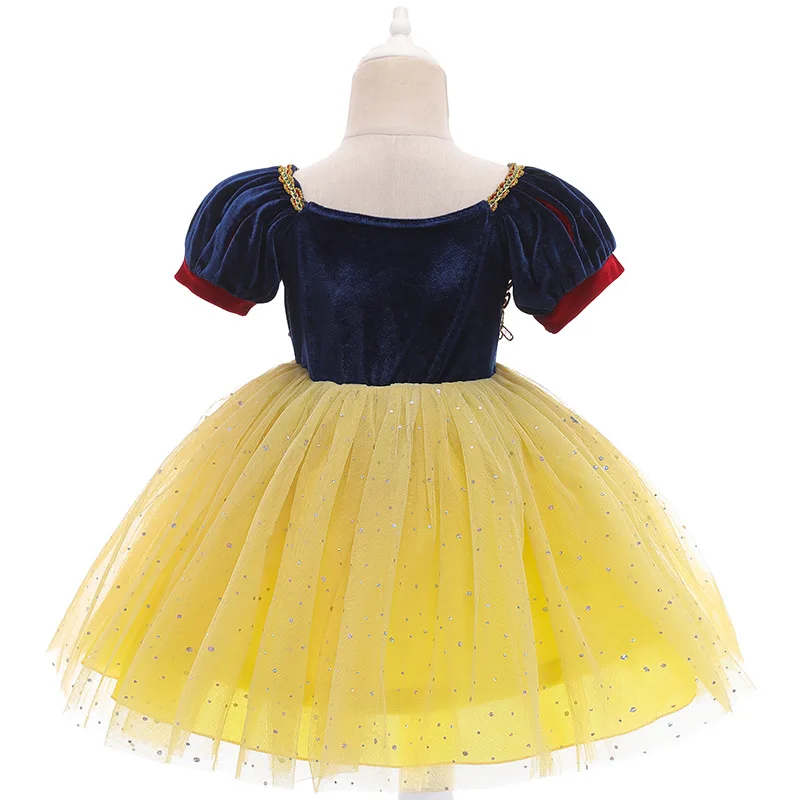 Children Girl Princess Dress Snow White Cartoon Cosplay Costume Short Sleeve Kids Halloween Party Dress Christmas Ball Gown