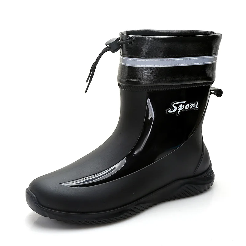 2024 Men Boots Waterproof Rain Boots With Removable Warm Plush Work Garden Shoes Rubber Four Season Antiskid Safe Fishing Boot