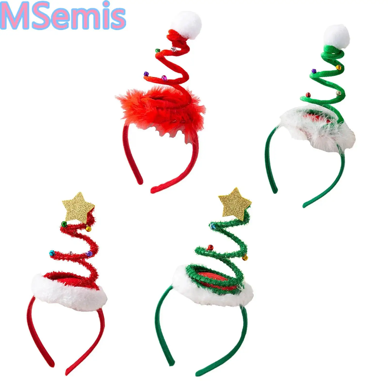 

Springy Christmas Tree Style Headband Kids Christmas Headband Adorned with Bells Pom-pom Or Star for Stage Performance