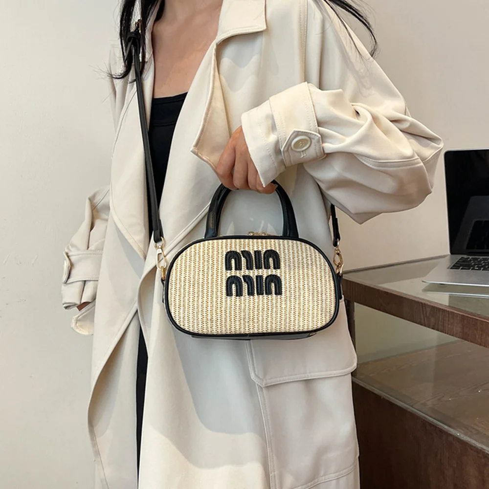 

2025 SS Curated Bowling Bag, Textured Weave Convertible Shoulder & Crossbody Purse for Women, Multi-Way Day to Night Tote