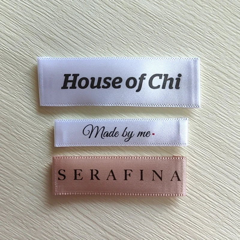 Sewing Custom Logo Polyester Printed Satin label Washing labels Soft Satin Labels for Baby Clothes view 5