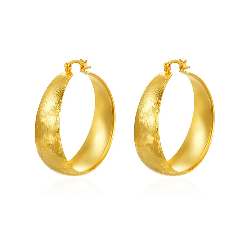 

Metal Brass 18k Gold Plated Brushed Chunky Hoop Earrings for Women Fashion S925 Sterling Silver Post Hypoallergenic Jewelry