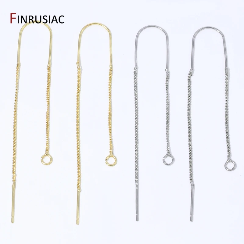 18K Gold Plated Brass Long Tassel Chain Drop Sticker Dangle Earrings Ear Line,Ear Wire Earrings Findings,DIY Jewelry Accessories - view 3