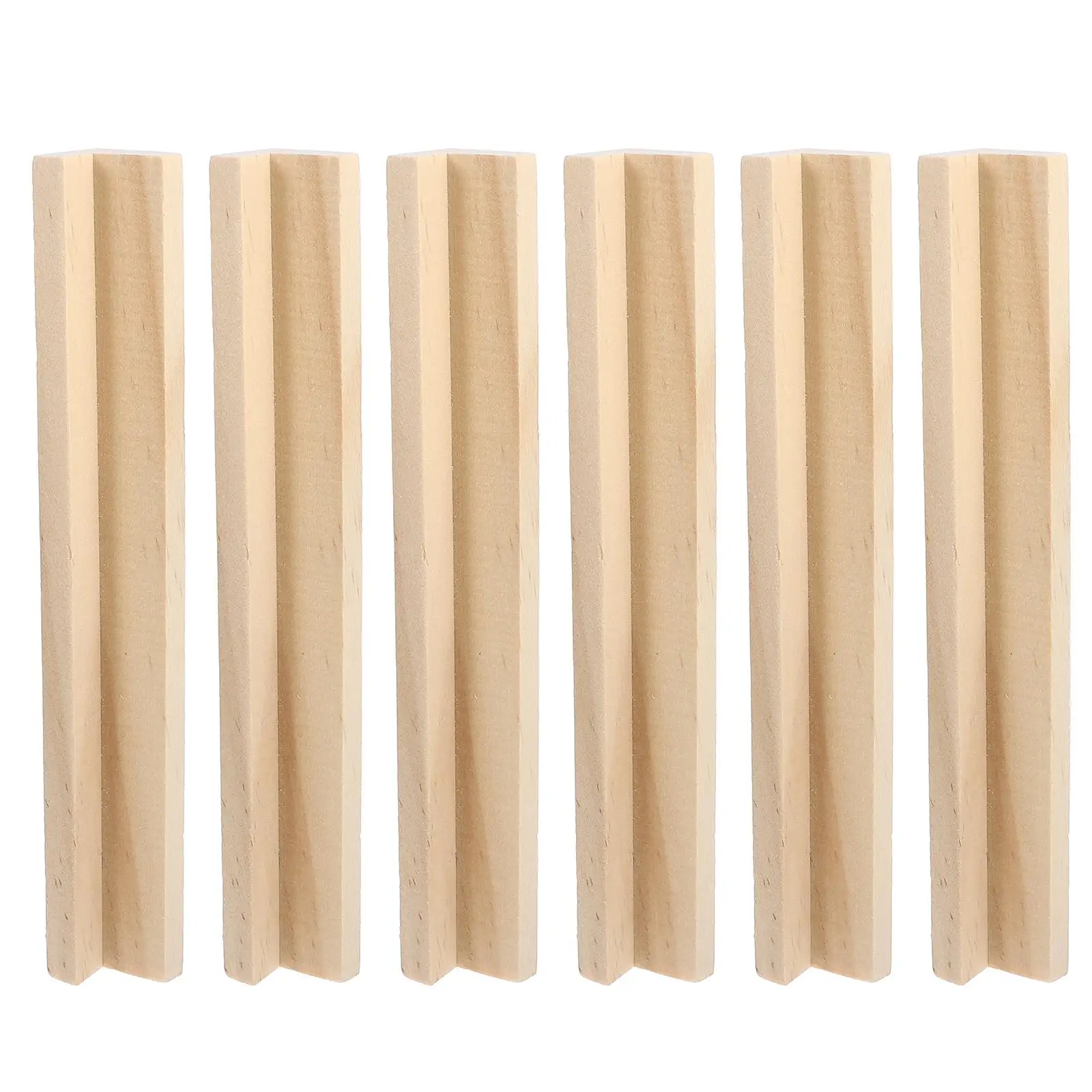 

6 Pcs English Alphabet Base Dominoes Holders Racks Crafts Pine Wood Board Game Accessories