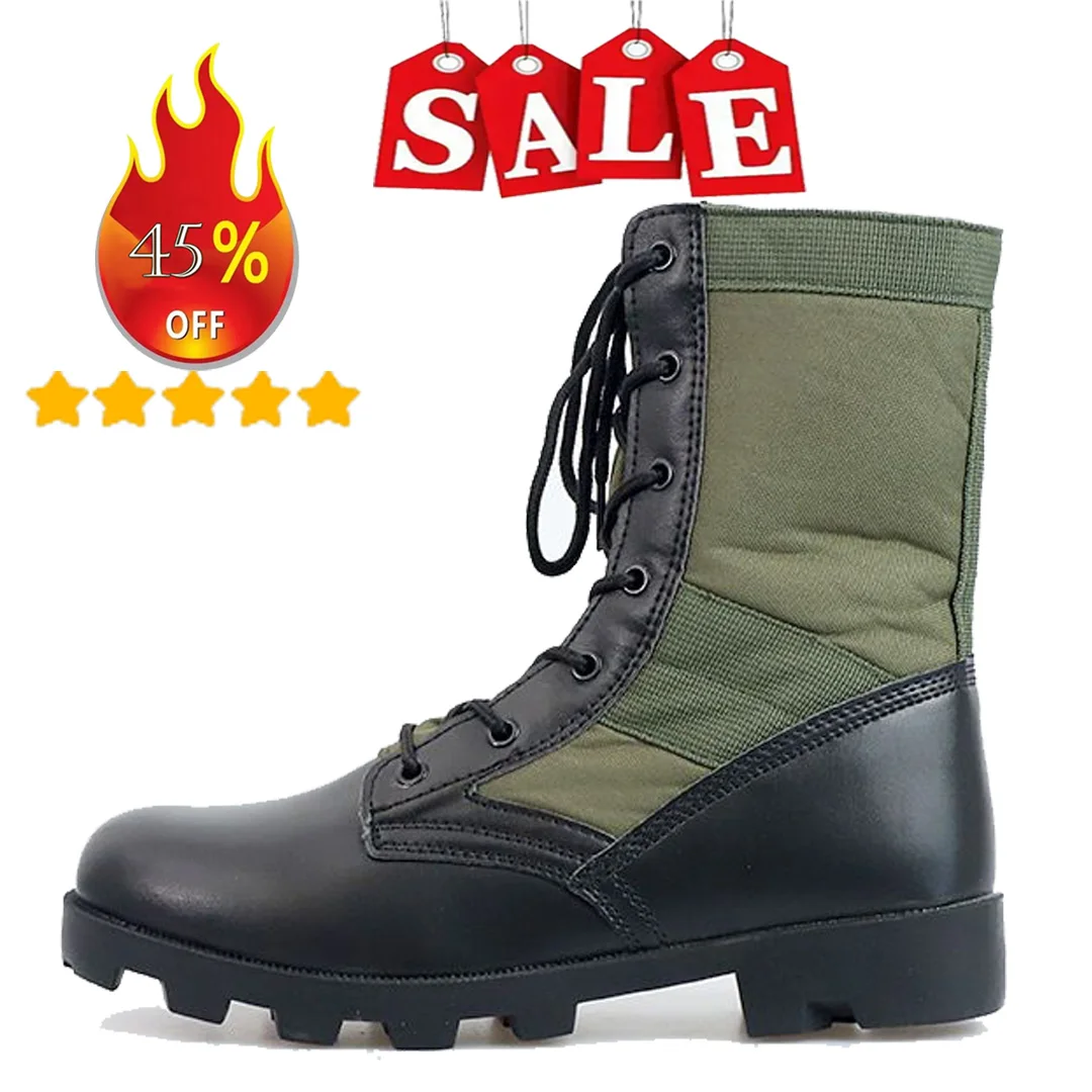 Tactical Boots Men Training Special High-Top Shoes Outdoor Shock-Absorbing Hard-Soled High-Waist Hiking Shoes