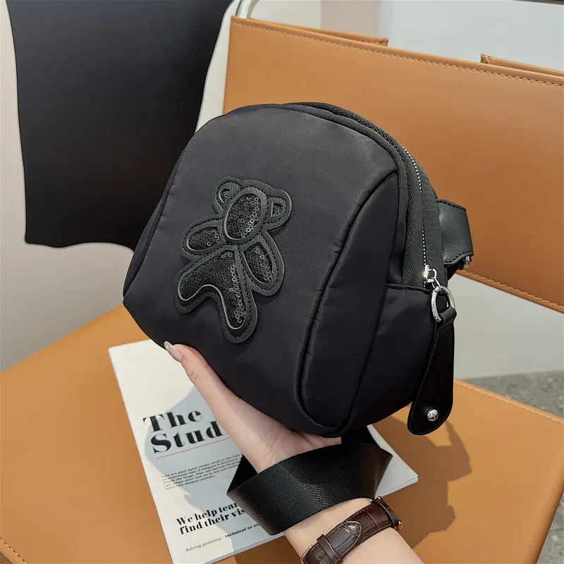 

Новая модная повседневная сумка из ткани Оксфорд с блестками и медведем, сумка с наклонным крестом, нагрудная сумка, сумка-ракушка