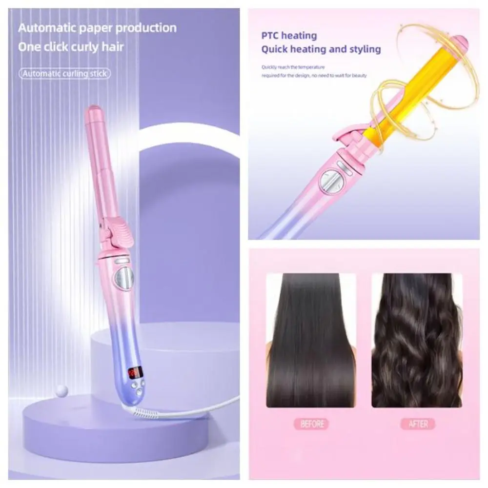 Gradient Electric Hair Curler Inward Curling 360° Automatic Rotation Automatic Two-Way Hair Curler Digital Temperature Display