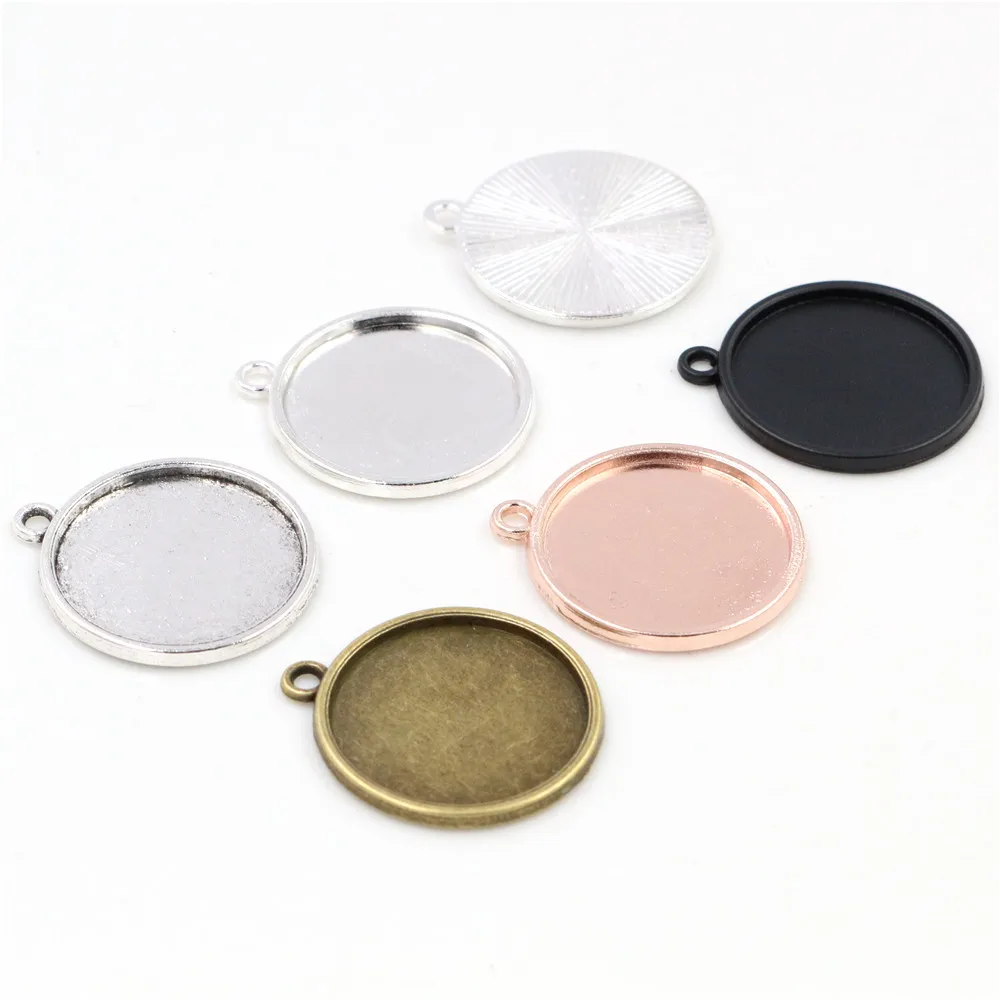 8-40mm rozmiar wewnętrzny okrągły brąz złoto srebro pozłacane jeden dwustronny pojedyncze wiszące prosty styl Cabochon baza ustawienie charms wisiorek — zdjęcie 4