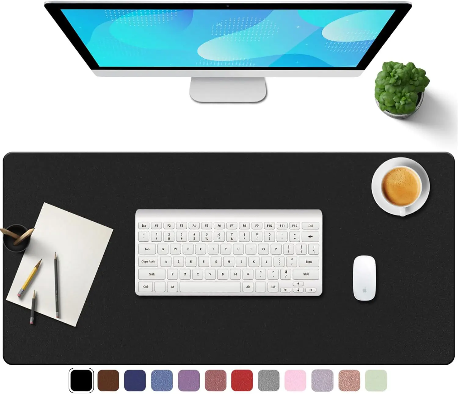 

PU Leather Desk Pad with Suede Base, Multi-Color Non-Slip Mouse Pad,Waterproof Desk Writing Mat, Large Desk Blotter Protector