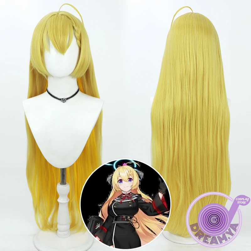 Wanibuchi Akari Cosplay Wig Blue Archive Game Yellow Mixed 95cm Heat Resistant Synthetic Hair Halloween Role Play Party Wig Cap