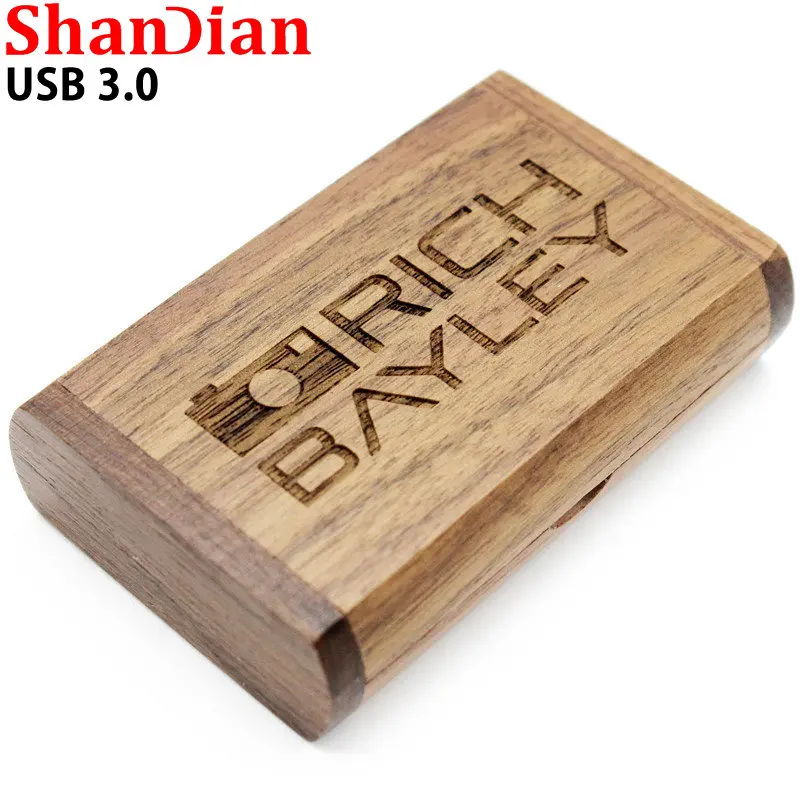 Real Capacity High Speed Wedding Gifts USB 3.0 USB Flash Drives Wooden Clamshell Gift Box Pen Drive 64GB/32GB/16GB/8GB/4G U Disk