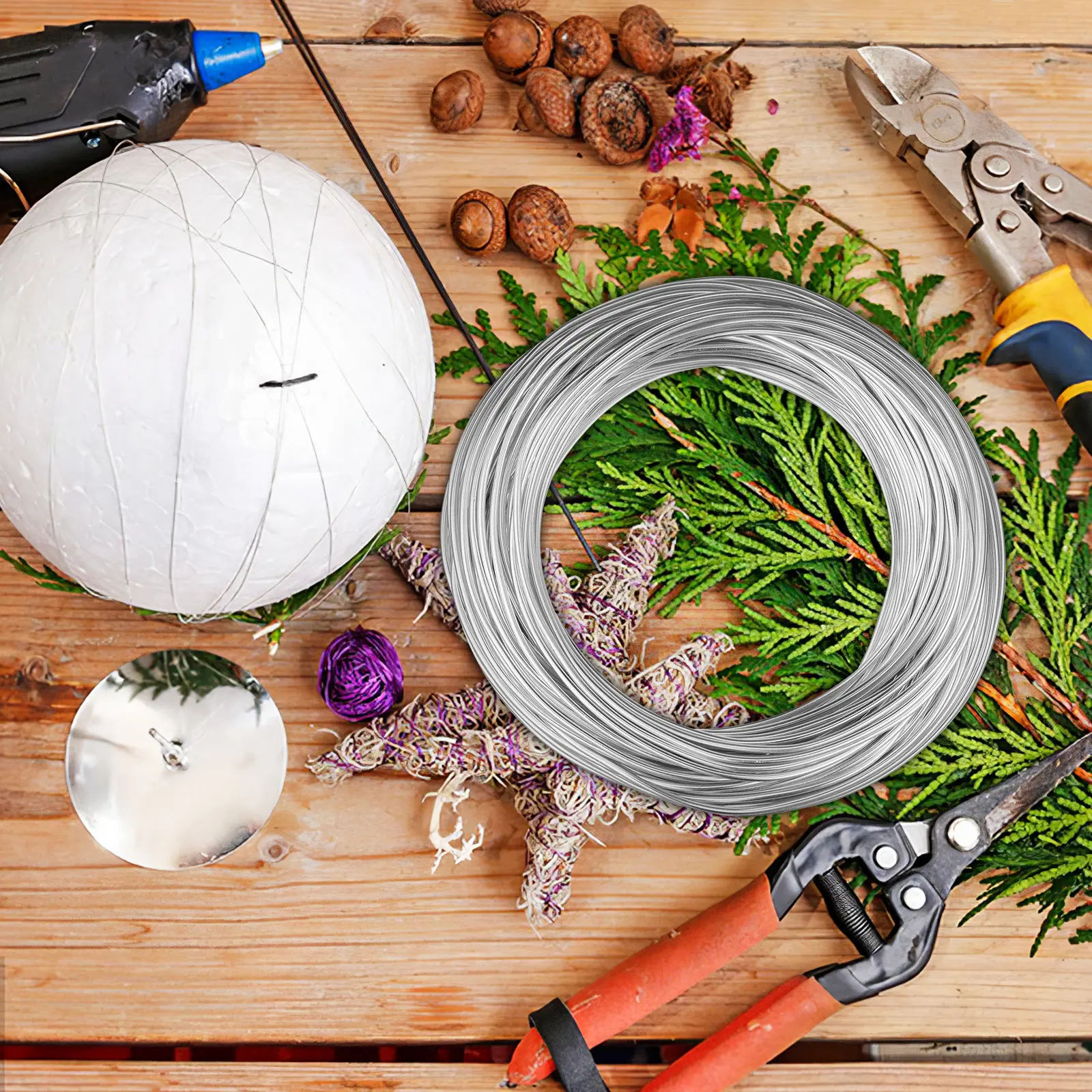 2 Rolls Aluminum Flexible Bendable Sculpting Wire for Jewelry Making Floral Arrangements DIY Crafts Home Decor Wreath