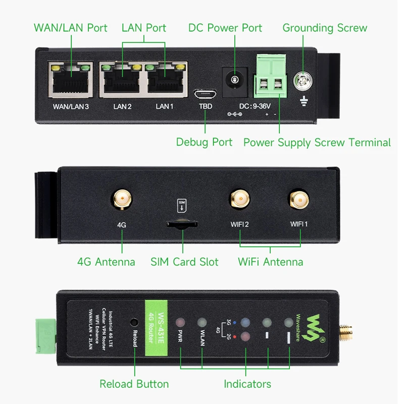 Industrial 4G LTE Router Multiple VPN Protocols Support 3-ch Ethernet Ports WIFI High Speed Internet Access Dual Qualcomm Chip