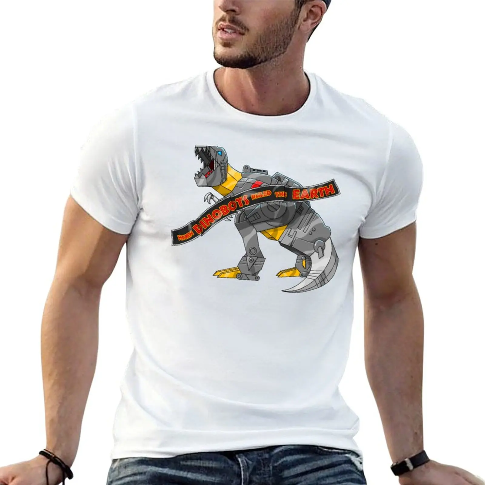 When Dino Bots Ruled The Earth T-Shirt Big Size Short Sleeve Casual Top
