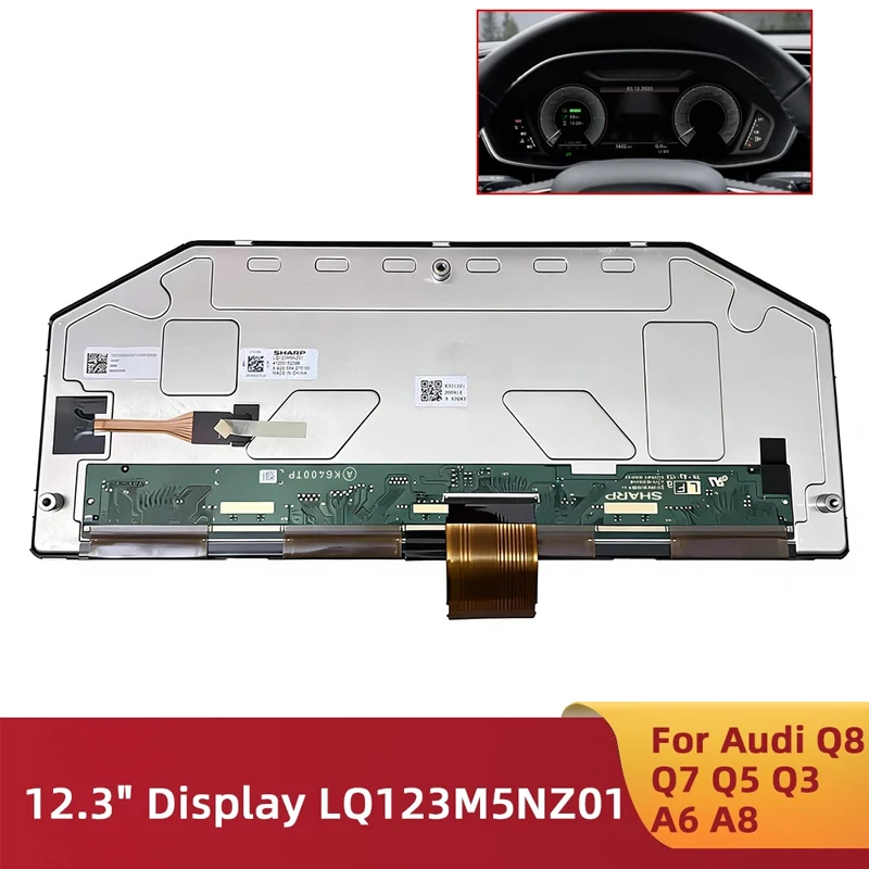 LQ123M5NZ01 For Audi Q8 Q7 Q5 Q3 A8 A6 12.3 inch Instrument LCD Display Screen Replacement