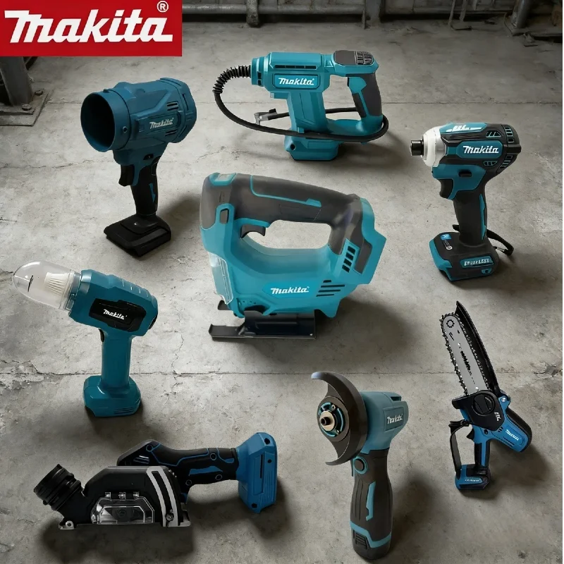 

Makita For 18V/20V Battery Brushless Grinder Butter Gun Chainsaw Inflator Combination Silicone Gun Cutting Machine Set