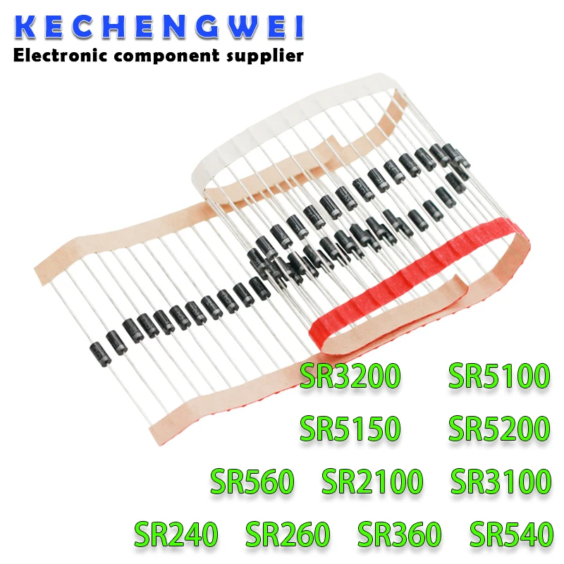 20PCS Schottky Rectifier Diode SR240 SR260 SR360 SR540 SR560 SR2100 SR3100 SR3200 SR5100 SR5150 SR5200 DO-41 DO-27