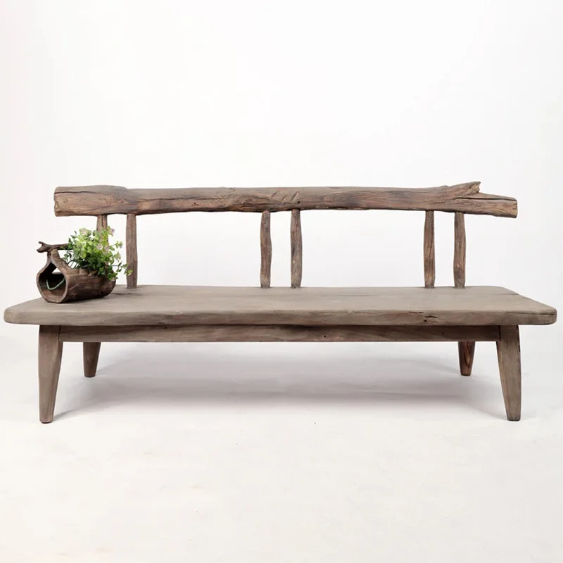 Handmade log bench, armchair, wooden table, creative classical decorative furniture of Famous Hotel