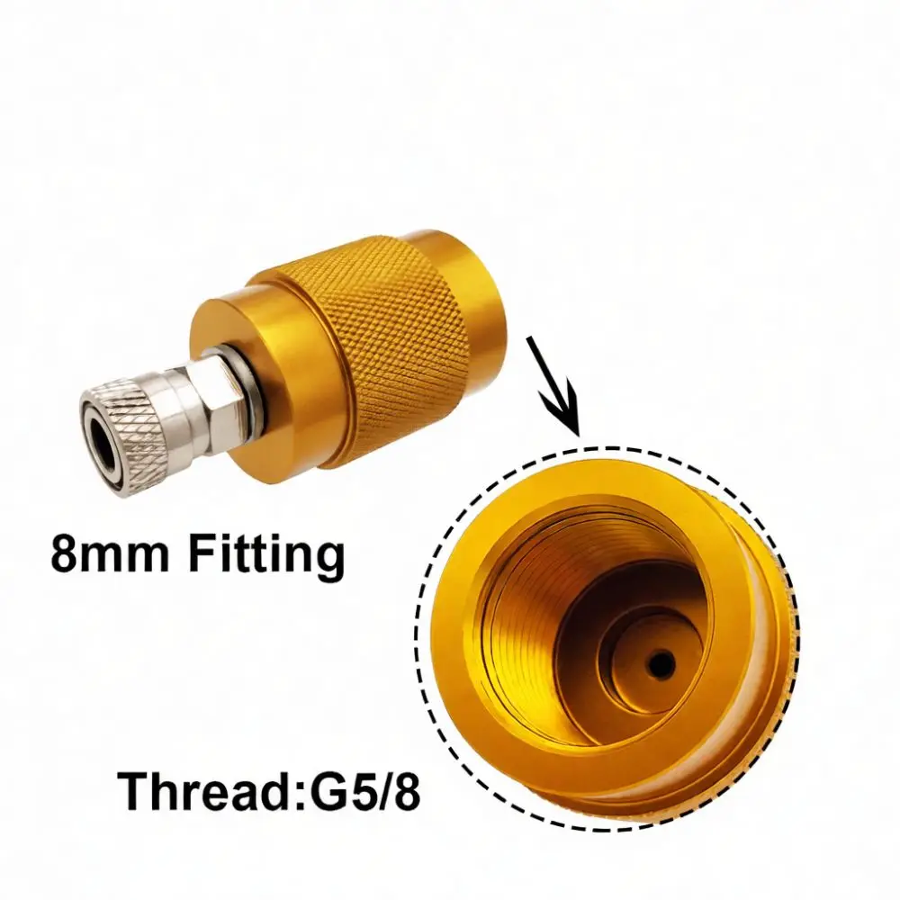 Industrial Grade G5 8 Female To 8mm Quick Coupler Adapter For High Pressure Oxygen Tank And CO2 Cylinder Refill Flow
