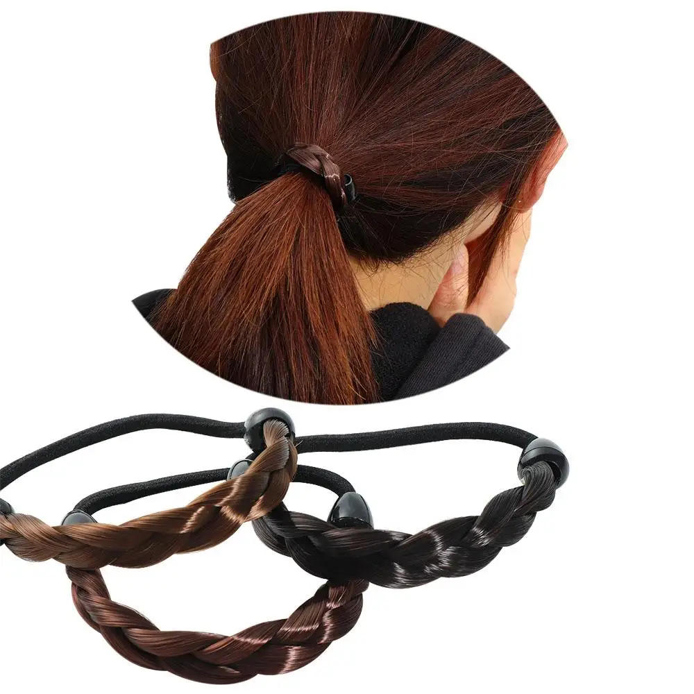 패션 탄성 가발 브레이드 Scrunchie 합성 가발 포니 테일 가발 헤어 로프 머리 장식 헤어 액세서리 브레이드 헤어 로프