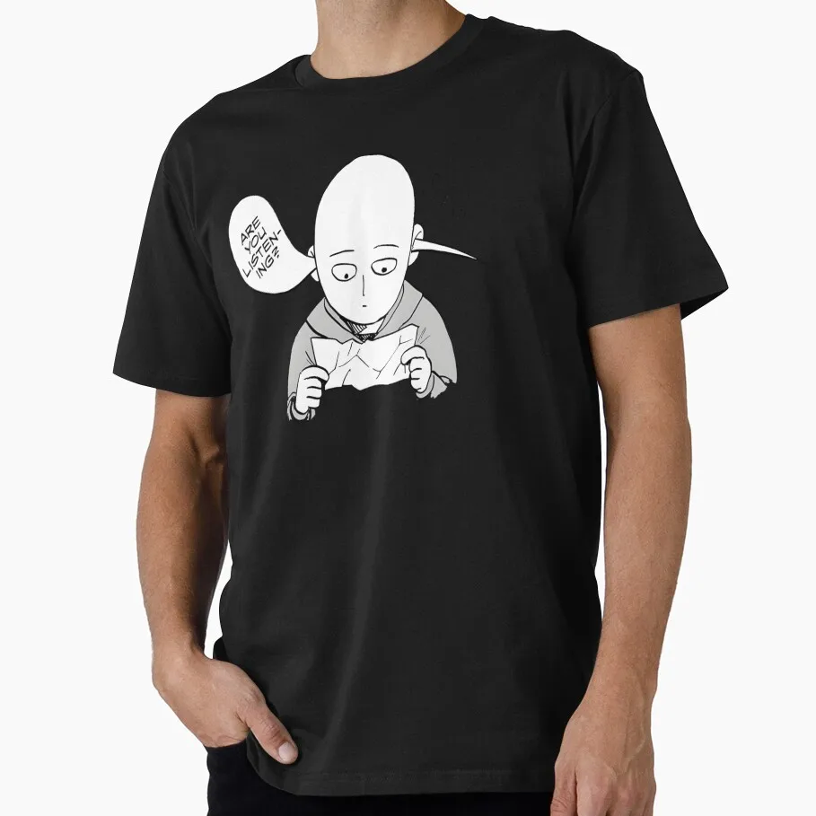 Are you listening Saitama Superhero  Anime Gift T-shirt 1207 One Punch Man Manga Print Graphic Clothes All Size Tops S-6XL
