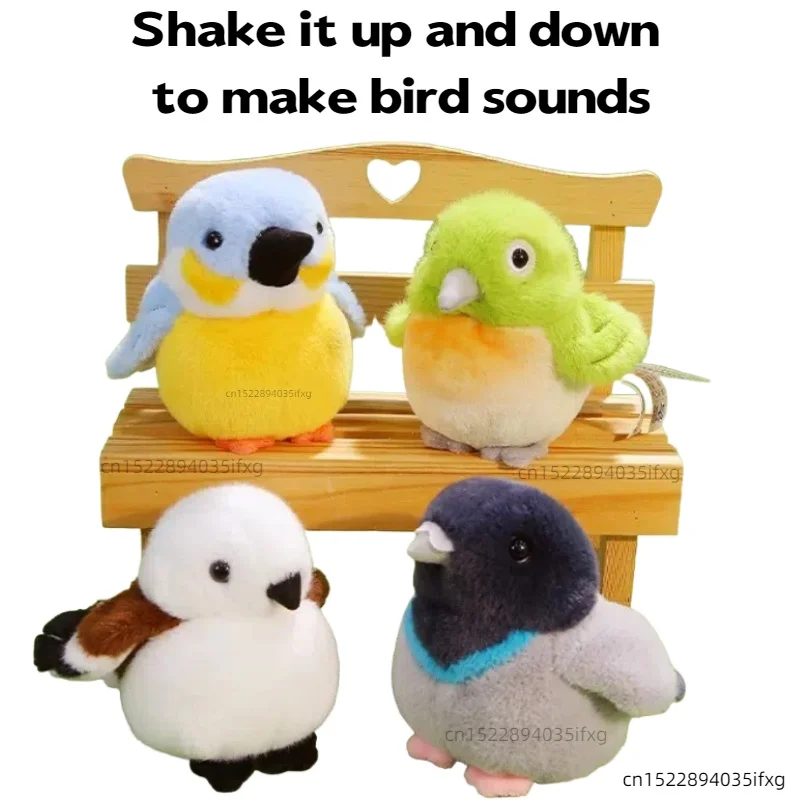 

12cm Lifelike Bird Plush Toy Kingfisher Pigeon Tit bird Doll Shake It Up And Down To Make Bird Sounds Kid Interactive Toy Gift