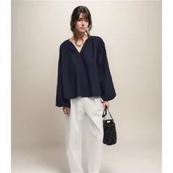 Cos Lris-Camisa de manga larga con cuello redondo para mujer, camisa de estilo francés, para ir al trabajo, para verano, 2024