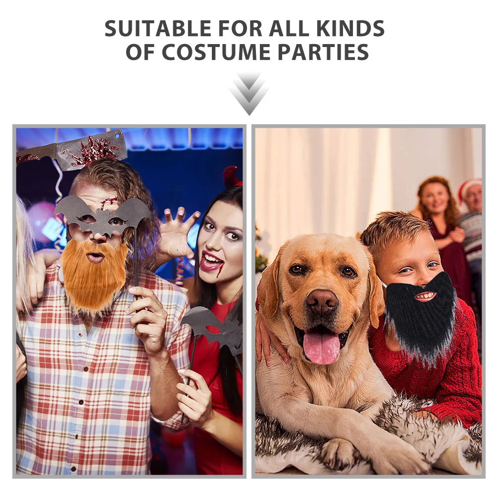 6Pcs Halloween Fake Beard Men Realistic Facial Hair Prop Cosplay Costume Party Mustaches Role Playing Fake Beard