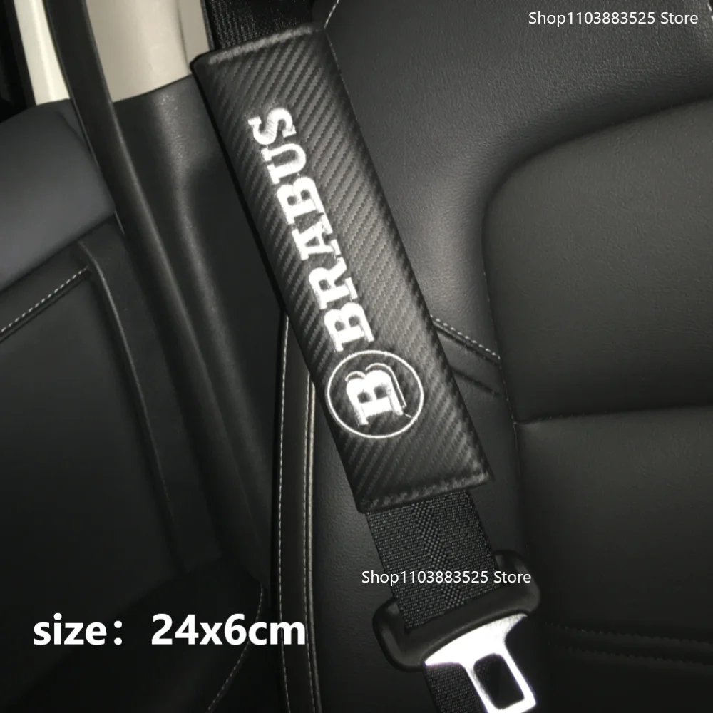 

Car seat belt shoulder protection carbon embroidery technology for Brabus Smart w204 w205 G65 W463 G350 GLS CLA w464 w221 w176