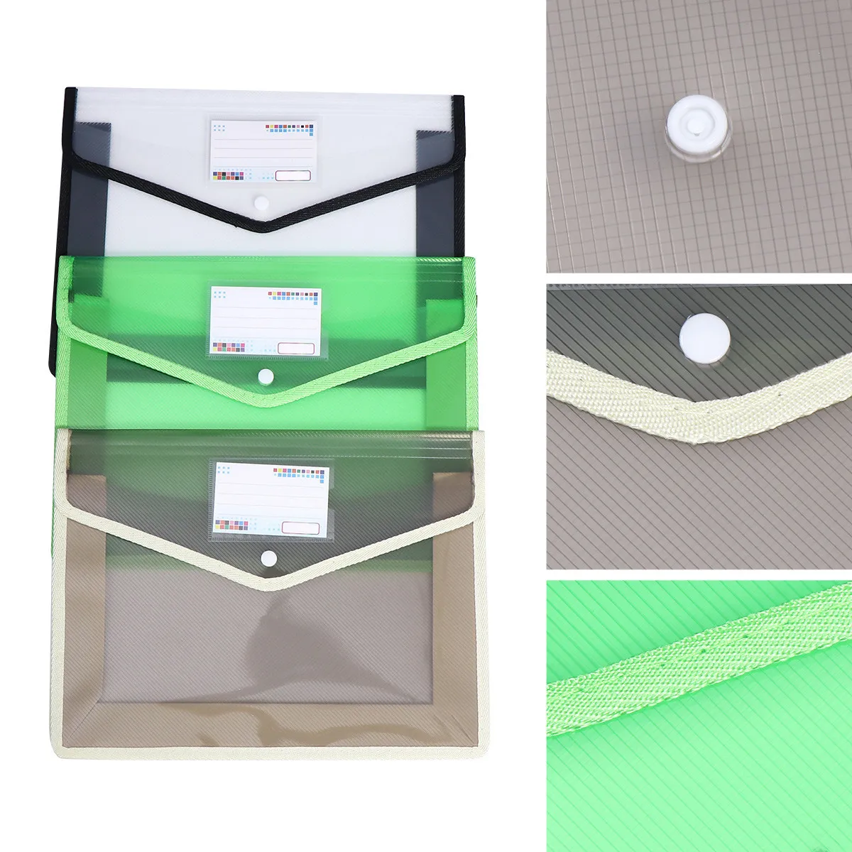 

Набор из 3 водонепроницаемых папок формата А4 из ПВХ премиум-класса с кнопкой-защелкой для офиса, школы, хранения документов, портативный органайзер