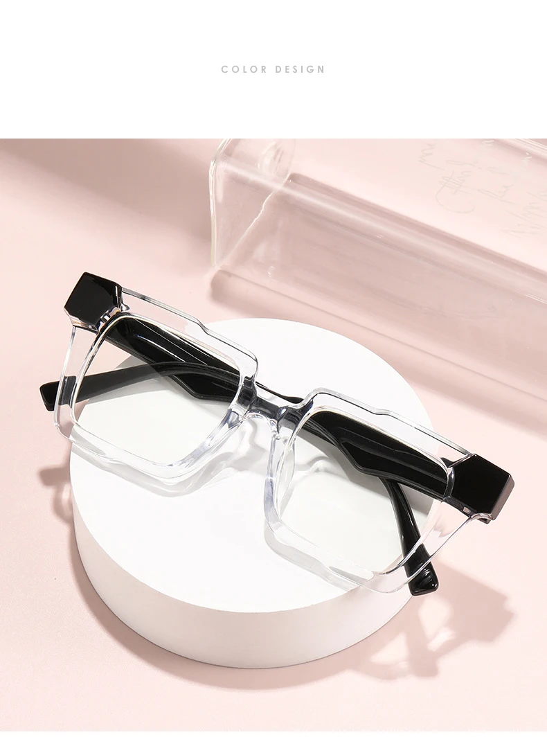 Lichtempfindlicher, farbwechselnder Spiegel, personalisierter, farbblockierender, flacher, heller Spiegel, Retro-Myopiebrille mit quadratischem Rahmen 6132 – Detail 9