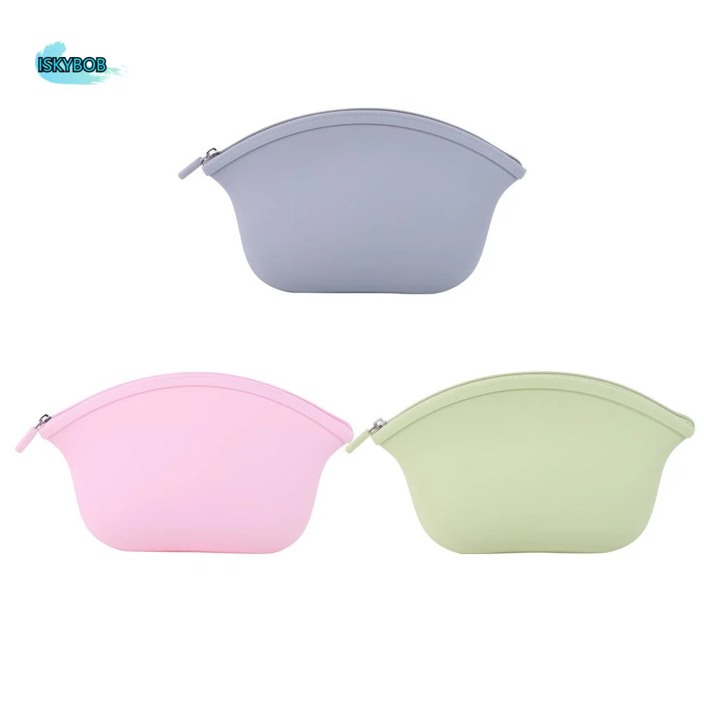

Simple Waterproof Silicone Cosmetic Bag Candy Color Large-Capacity Wash Storage Bag Coin Purse Zipper Make Up Pouch Travel
