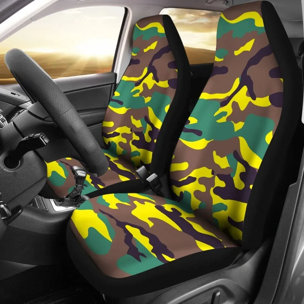 Yellow Neon Army Car Seat Cover,Pack of 2 Universal Front Seat Protective Cover