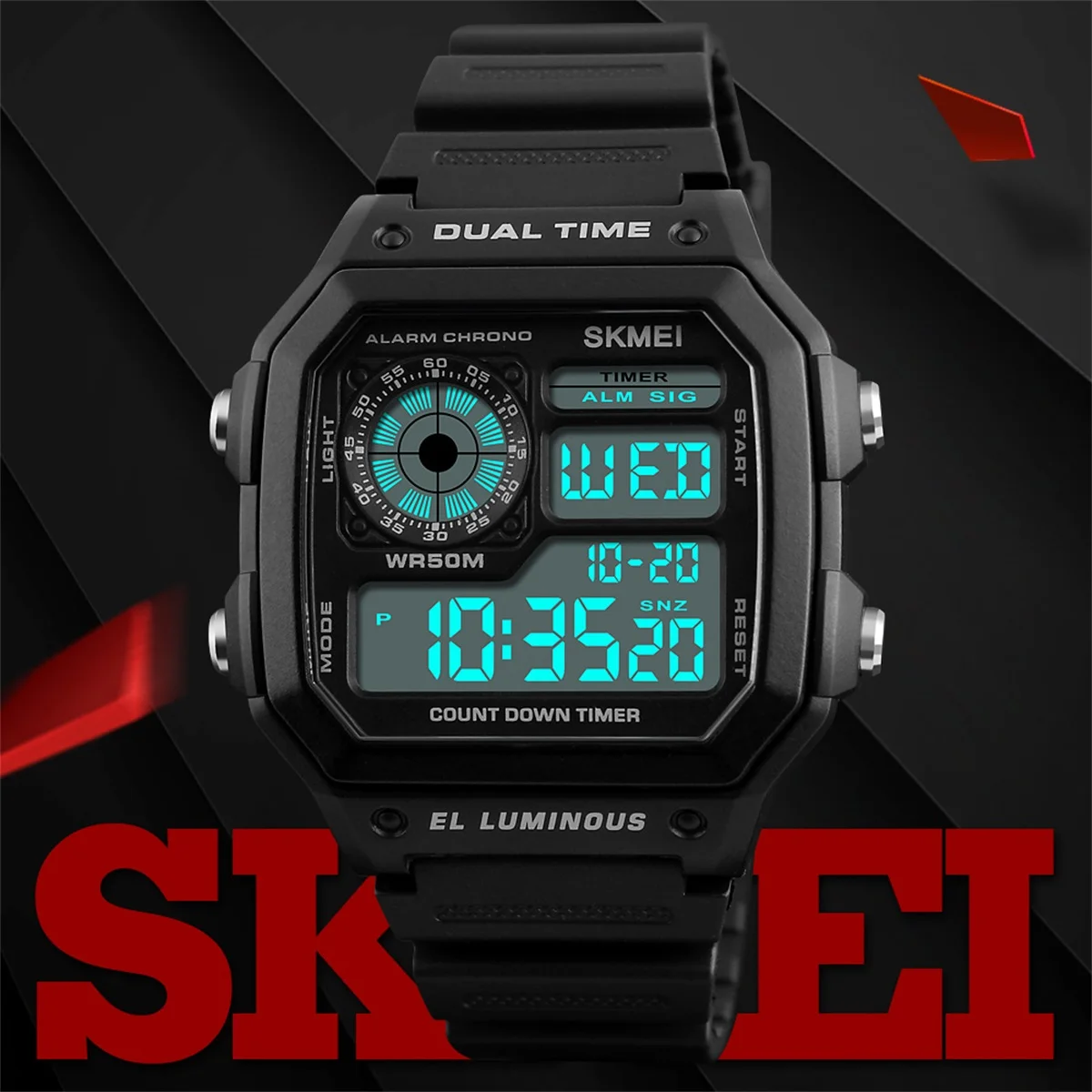 SKMEI PU Strap Multifunction Waterproof Watches Outdoor Countdown Sport Watch Men Alarm Male Digital Simple Watch reloj hombre