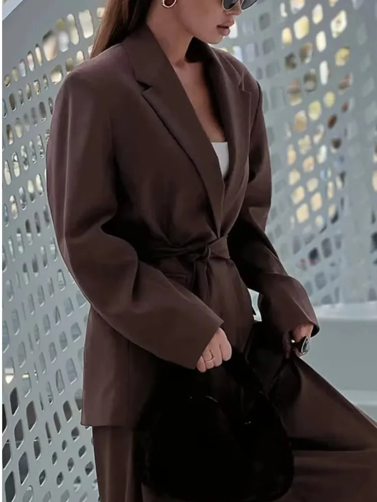 Elegant Blazer Coat For Women 2025 New Spring Office Lady Fashion Casual Loose Suit Jacket Long Sleeve Single Breasted Outerwear