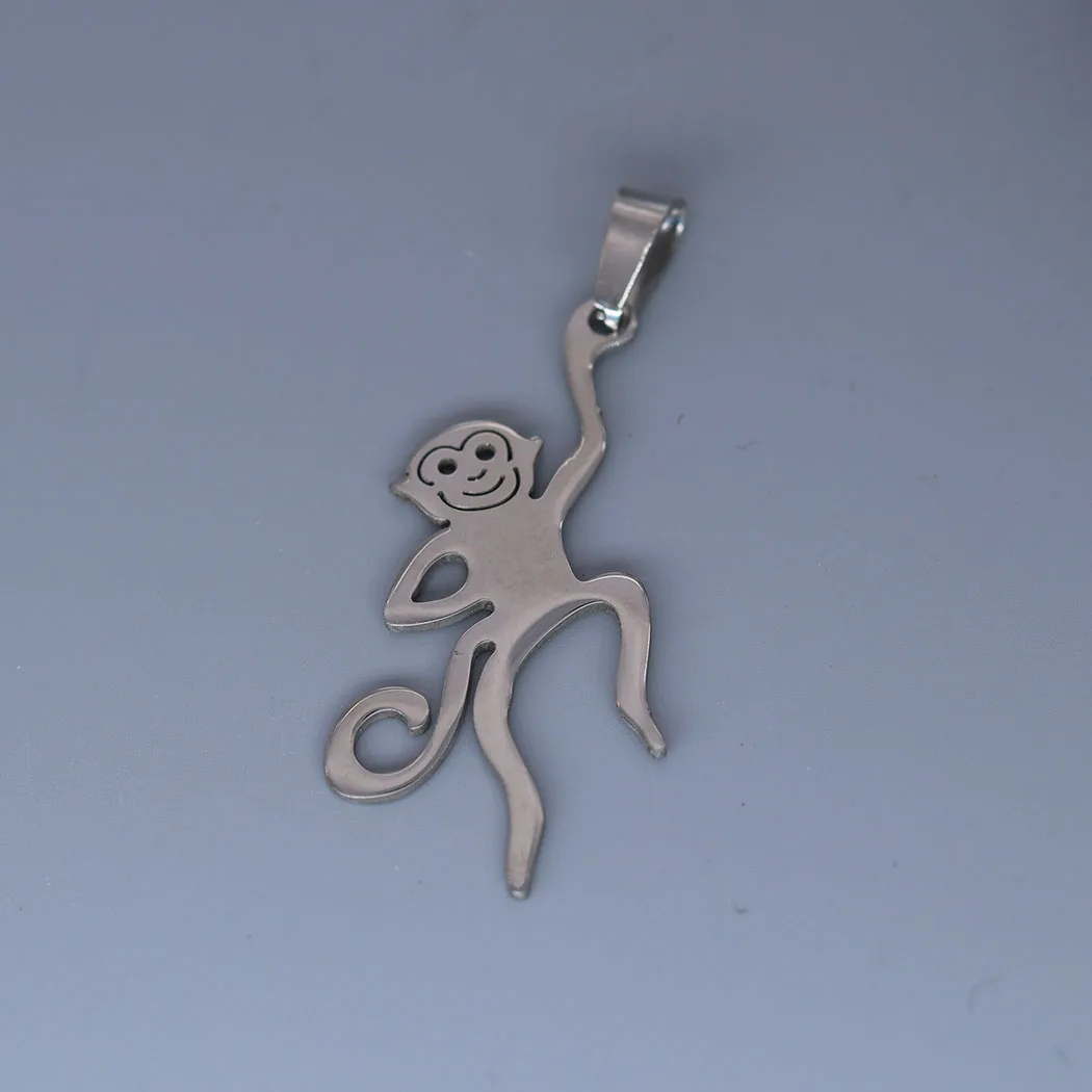 3pcs/lot Tiny Spirit Totem Lovely Monkey Charm Pendant For Necklace Bracelets Crafts Making Handmade Stainless Steel Charm