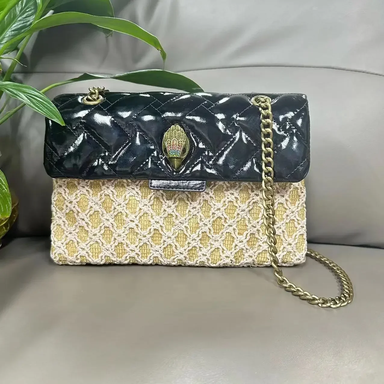 

KURT GEIGER Luxury Brand High-Quality Designer Replica Retro Head Woven Embroidery Thread Diamond Bags for Women