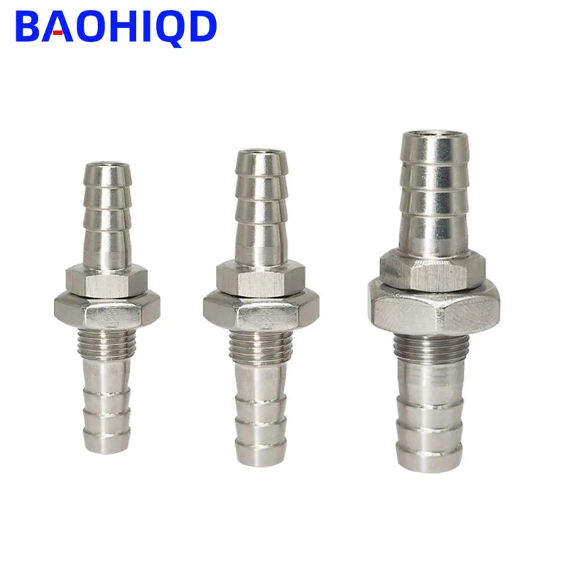 

3mm 4mm 6mm 8mm 10mm 12mm 14mm 16mm 19mm Hose Barb Bulkhead 304 Stainless Steel Barbed Pipe Fitting Coupler Connector Adapter