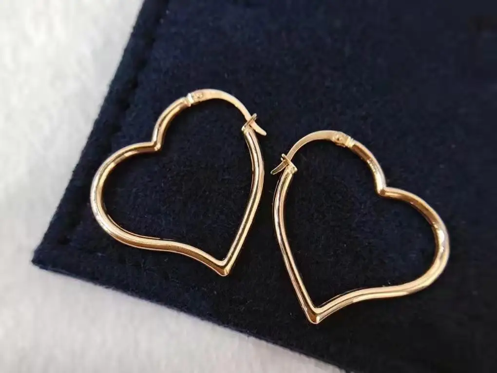 real gold au750/18k heart-shaped earring jewelry for lady&party&gift&wedding