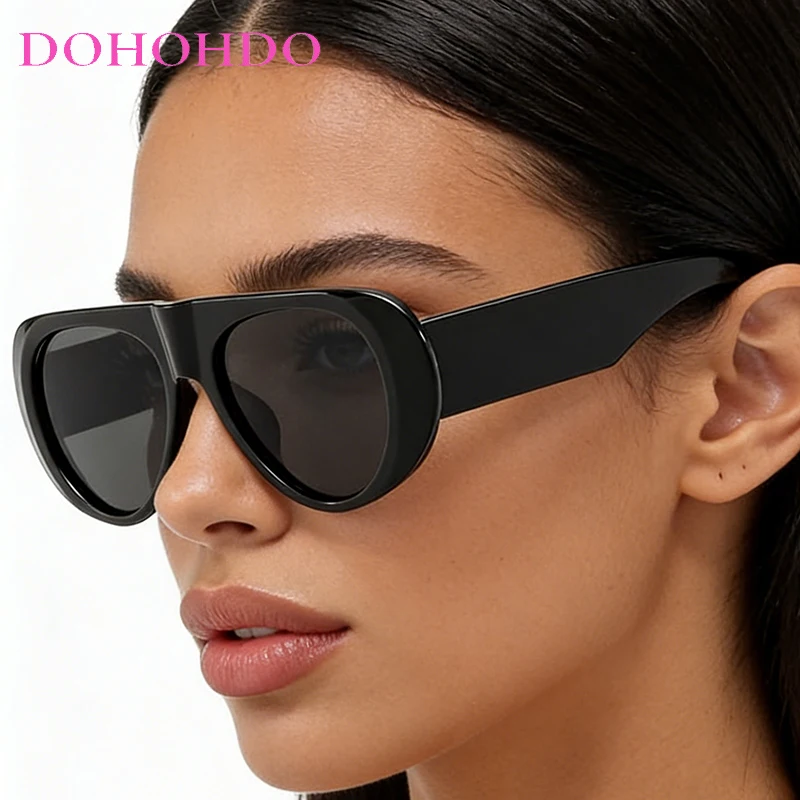 

DOHOHDO Fashion New Retro Pilot Large Frame Sunglasses Fashion Accessories Minimalist Design UV400 Resistant Sunglasses Female