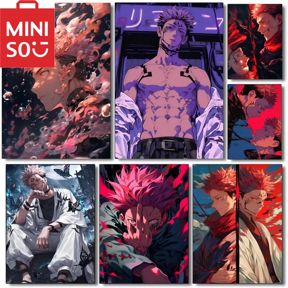 

MINISO картина маслом по номерам популярная классическая аниме кайсен Юджи Итадори украшение дома стена спальня декор комнаты подарок рамки