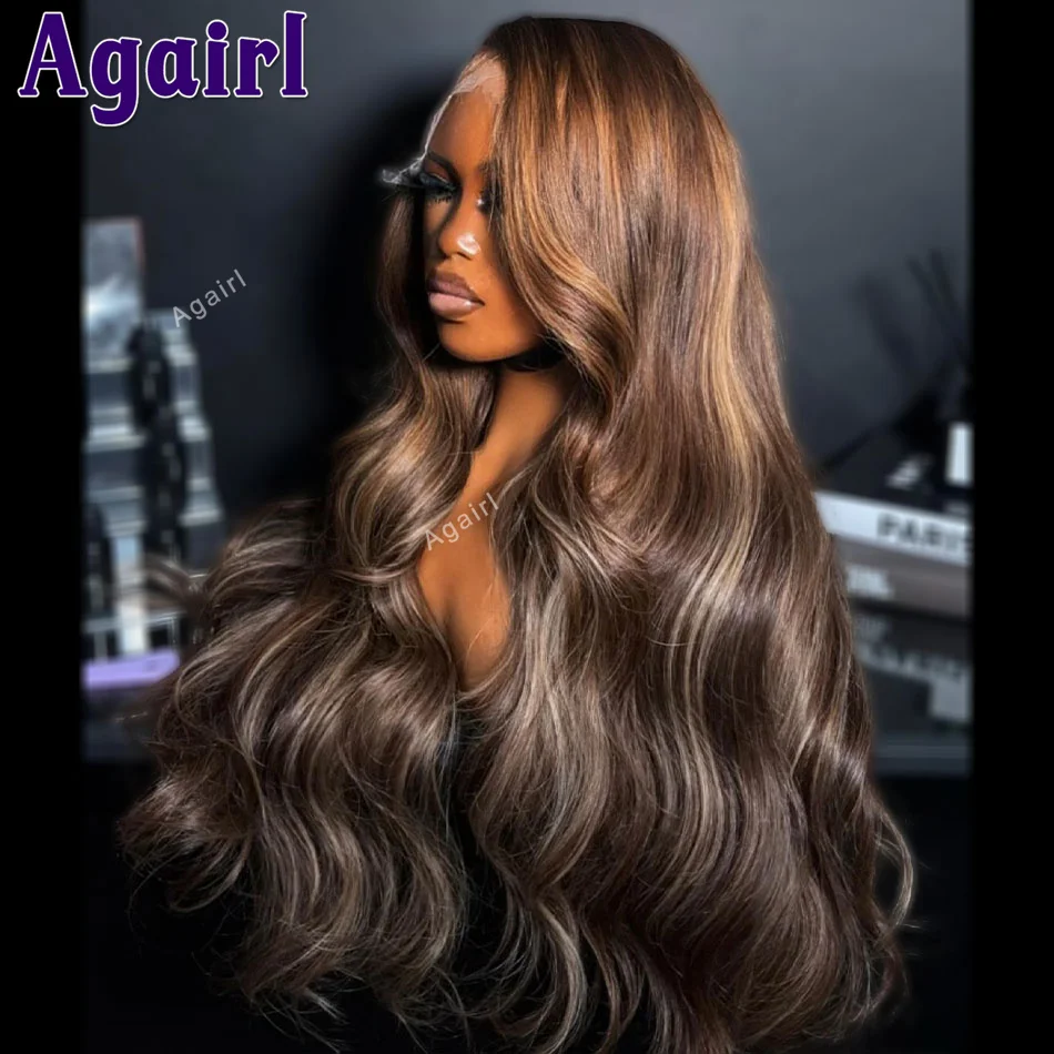 Highlight Brown 13X6 Lace Frontal Body Wave Wigs 13x4 Ready Go Human Hair Front Wigs 200% Density For Women 6X4 Closure Lace Wig