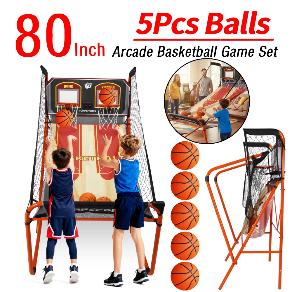 Arcade Basketball Game Set Commercial Grade Arcade Basketball LED Electronic Scoring for 2 Players Kids Adults Player