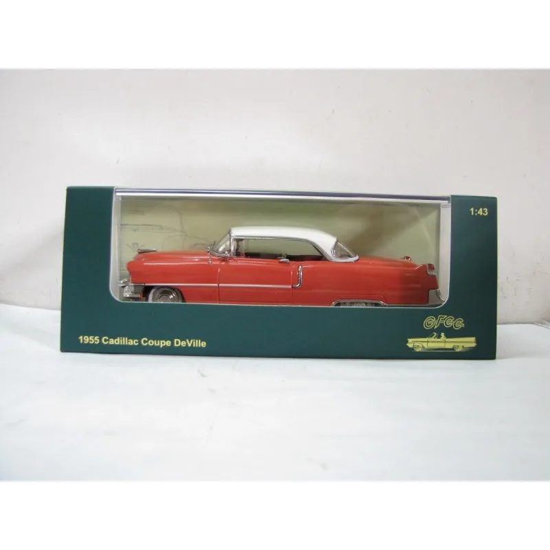 

Diecast GFCC 1:43 Scale 1955 Cadillac Coupe DeVille Vermilion Red White Top Alloy Car Model