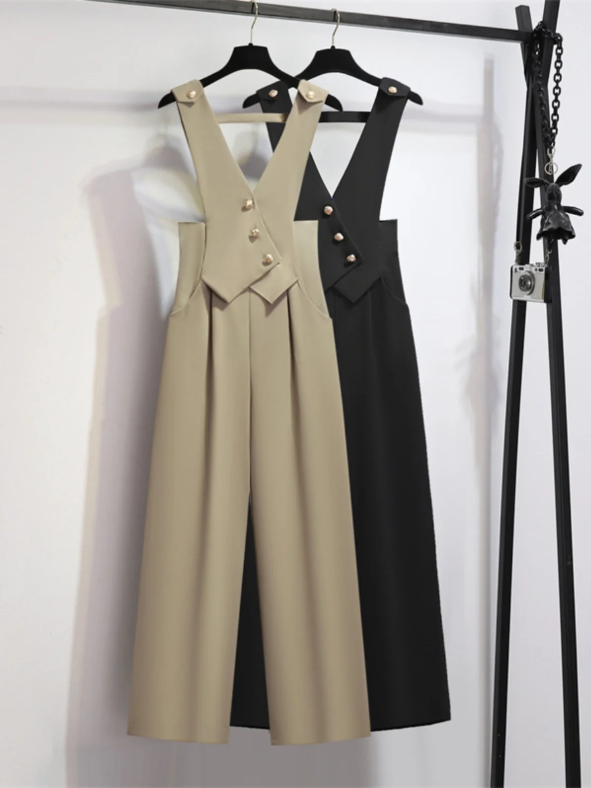 

Дизайнерские комбинезоны с высокой талией и прямыми штанинами для женщин, мода весна 2024, застежка-молния, с поясом, утягивающие брюки