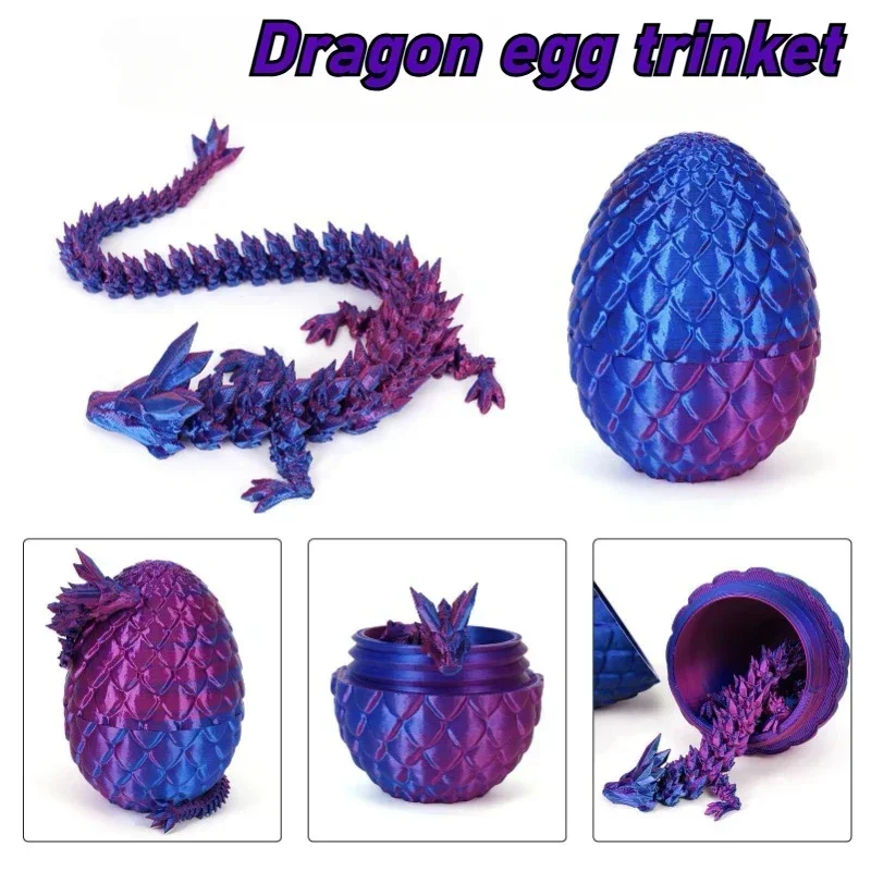 22cm 3D-Printed Dragon, 8.5cm Dragon Egg Crystal, ElegantHome and OfficeDecor, Traditional Chinese Festival Dragon Figurine