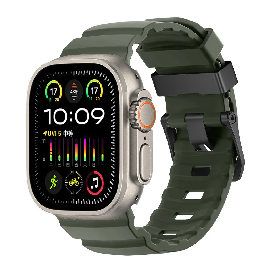 Trilha pulseira de silicone para apple watch ultra 2 49mm série 10 9 8 7 46mm 45mm substituir pulseira iwatch se 6 5 44mm correa