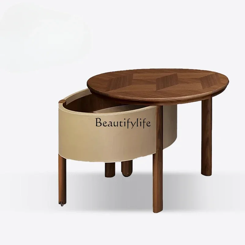 

ls 35Italian light luxury bedside table modern simple home living room storage box rotating coffee table