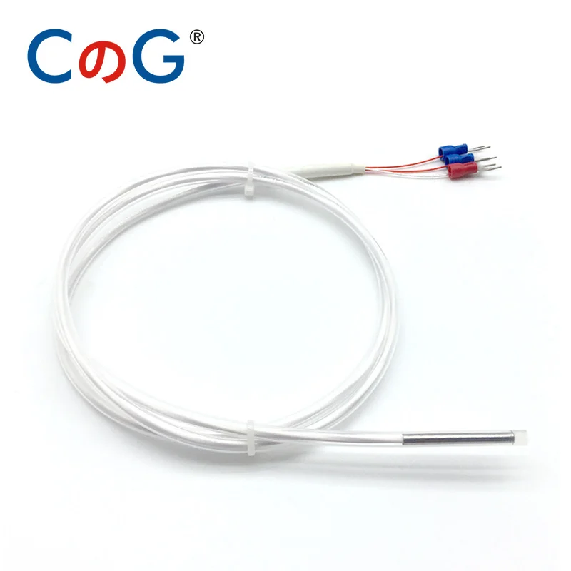 CG Teflon PT100 RTD K Type Thermocouple Temperature Sensor 2/3 Wire Probe Waterproof Anti-corrosion Acid and Alkali Resistance